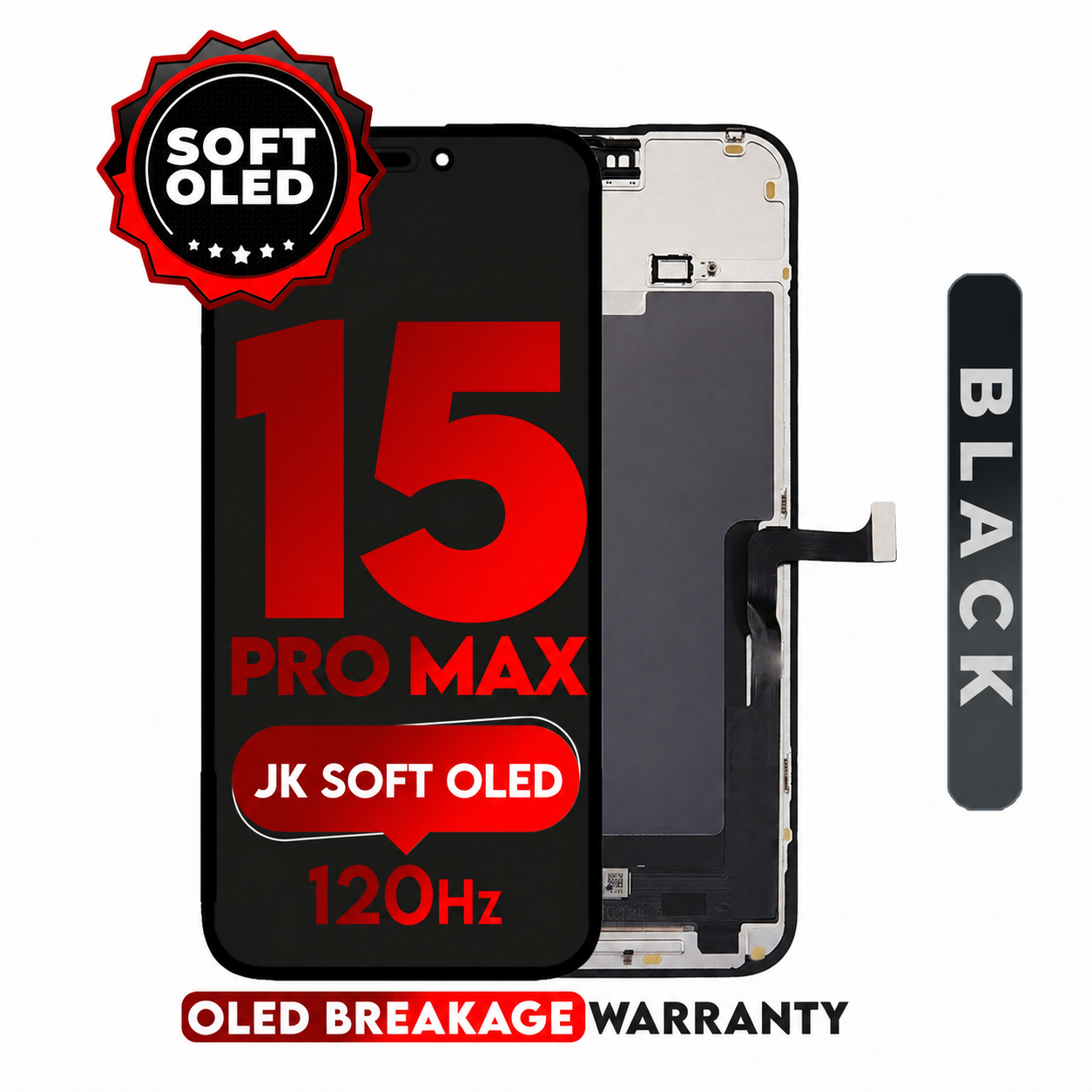 For iPhone 15 Pro Max | Soft OLED (JK) (Full Coverage/ Breakage covered)