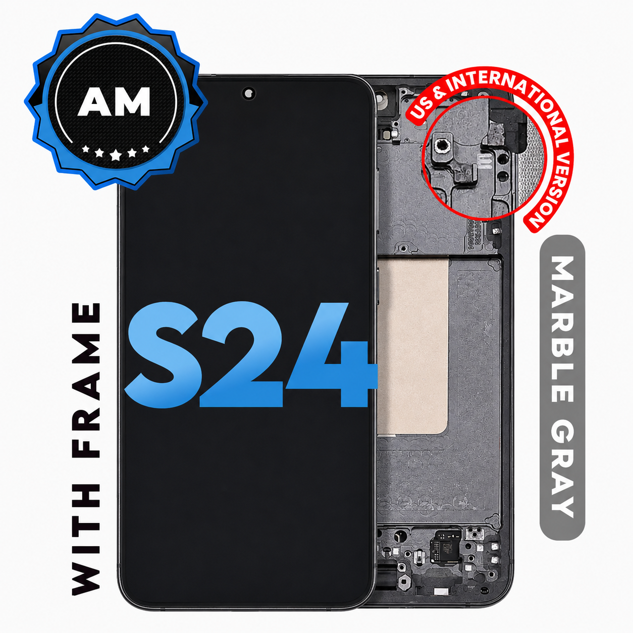 (TFT) Samsung S24 5G (with Frame) Replacement Part - Marble Gray